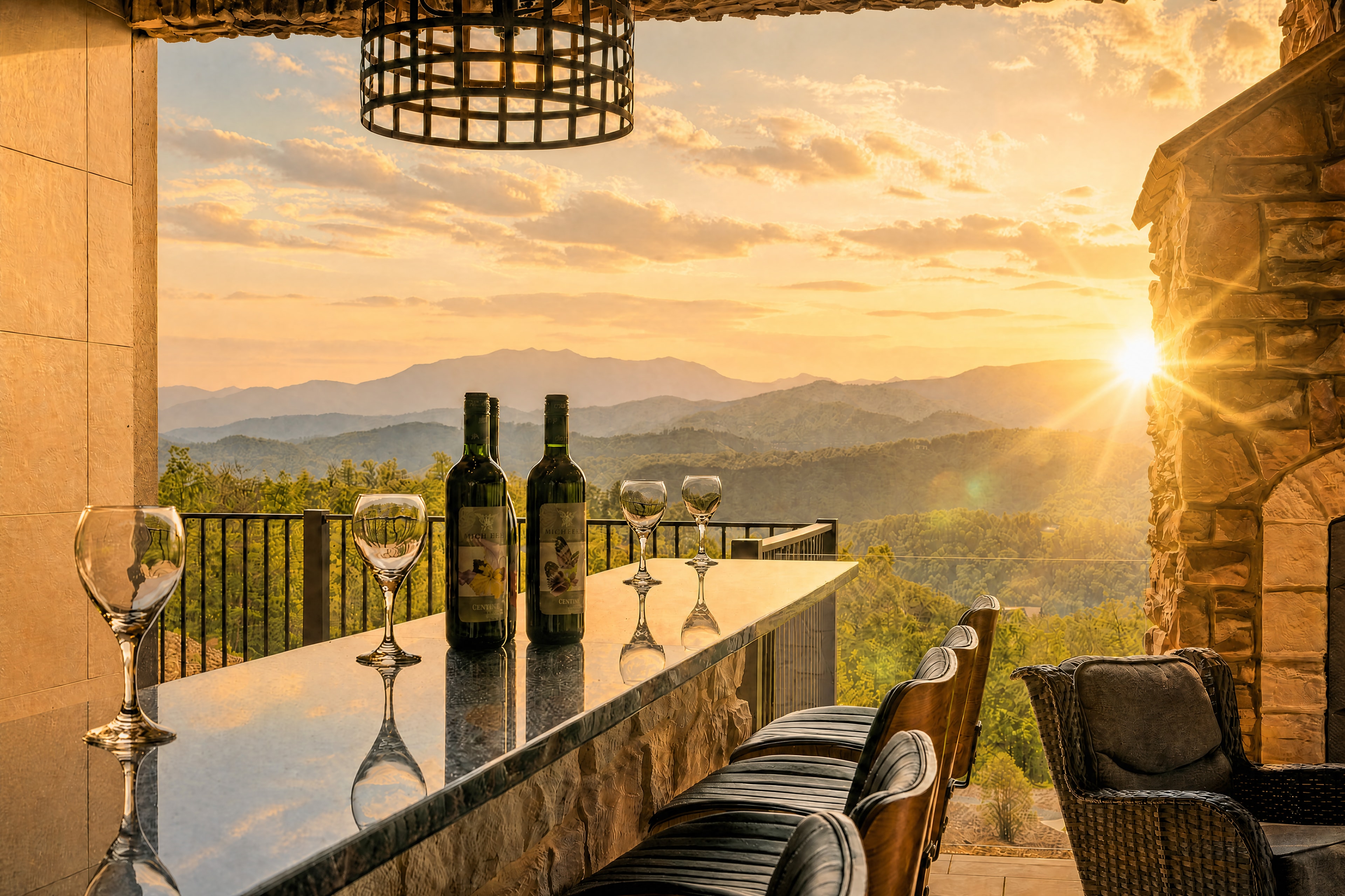 Aerial view of Excalibur in the Smokies luxury lodge on Bluff Mountain Sevierville Tennessee