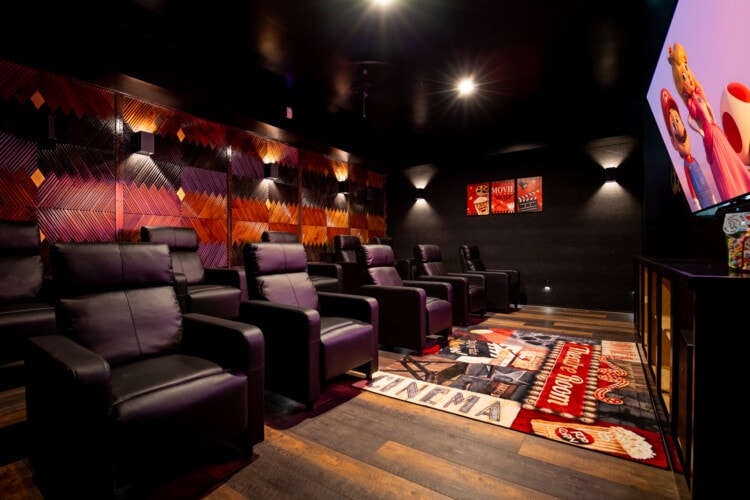 Excalibur entertainment level theater room game rooms luxury lodge interior